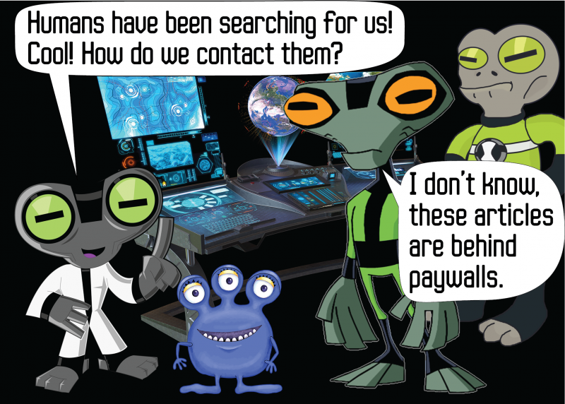 Aliens: Humans have been searching for us! Cool! How do we contact them? ... I don't know, these articles are behind paywalls.