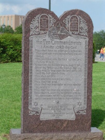 Ten Commandments monument close up, Texas Capitol Grounds, Austin, TX