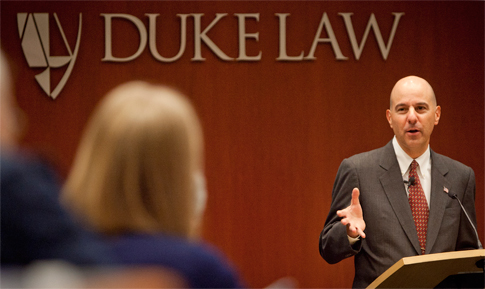 David Kappos, Undersecretary of Commerce for Intellectual Property and Director of the United States Patent and Trademark Office (USPTO) speaking at Duke Law