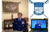 MG (Ret.) Dunlap spoke via Zoom at the NROTC’s commissioning ceremony on May 8th 