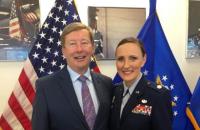 Maj. Gen. Dunlap with Maureen Wood at her promotion to Lt. Col. on Feb 2nd. She had been WIA in Iraq in 2009, but has fully recovered.