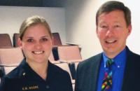 After his presentation on civil-military relations at the U. S. Naval Academy Professor Dunlap spoke with Midshipman Katie Moore about opportunities as a military lawyer.