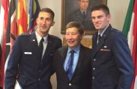 On April 24th 2015, Maj. Gen. Dunlap awarded Judge Advocate Specialty badges to two former students, First Lieutenants Chris Pilch and Greg Speirs upon their graduation from the U.S. Air Force's Judge Advocate Staff Officers' Course.