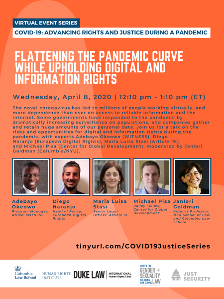 VIRTUAL -- COVID-19: Advancing Rights and Justice During a Pandemic -- Flattening the Pandemic Curve While Upholding Digital and Information Rights